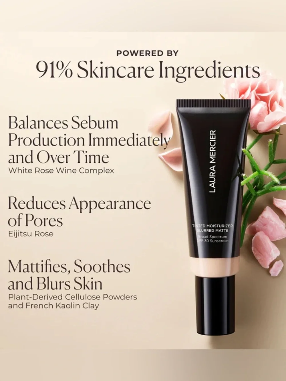 Laura Mercier 1N Birch Tinted Moisturizer Blurred Matte-SPF 30, updated formula